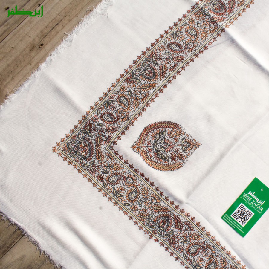 White Block Print & Booti Kashmiri / Yameni Musar / Rumal / Ghutra / Shemagh